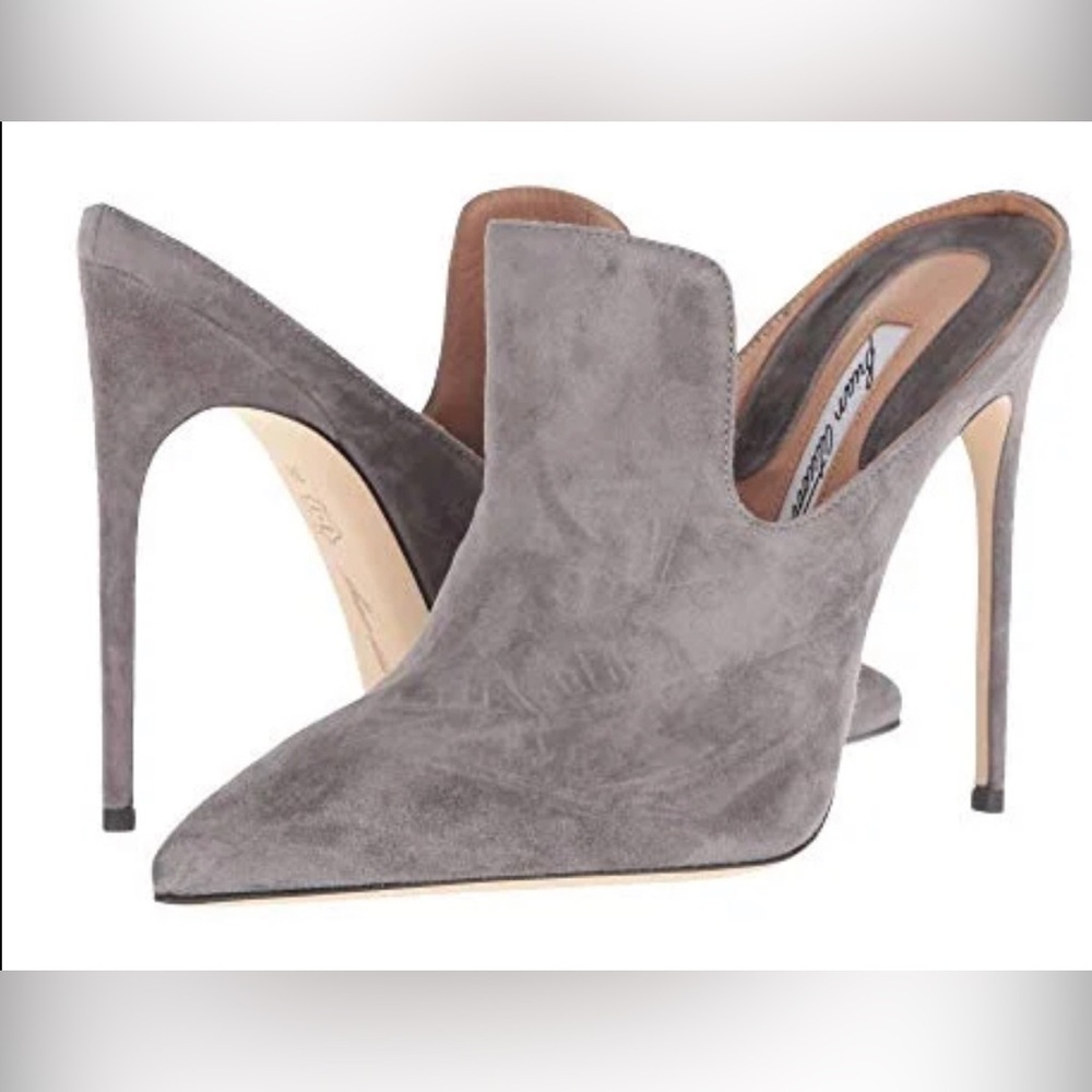VGUC Brian Atwood Liason Mules in Gray Suede | Size 36 - Picture 4 of 10